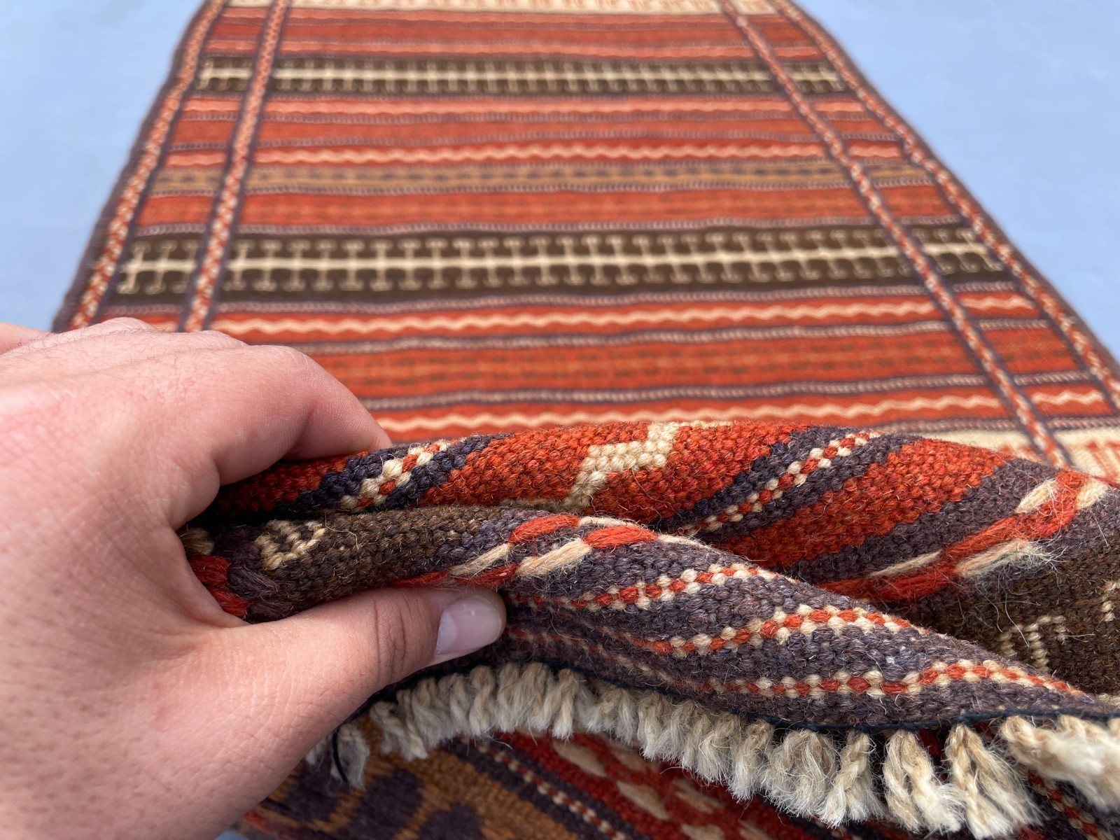 2×6 Nomadic Striped Runner Rug Handmade Wool Tribal Hallway Carpet.