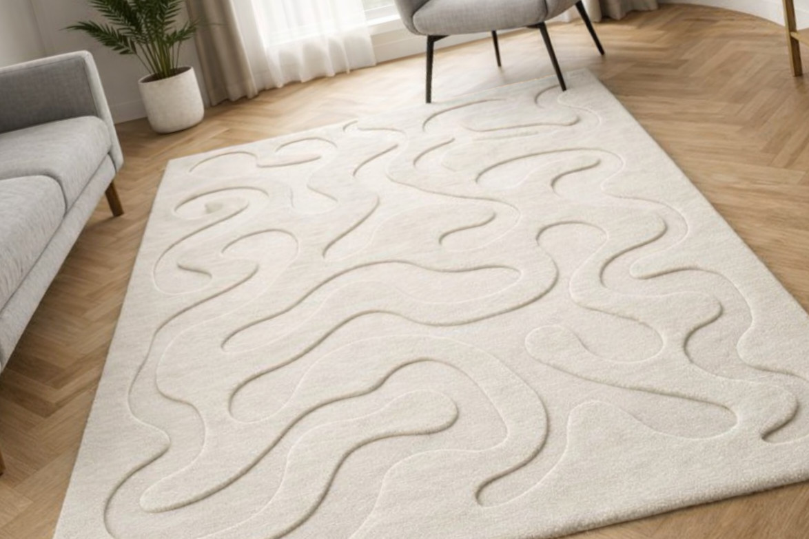 Soft whispers of flowing line in a quiet sunlit living spaces.