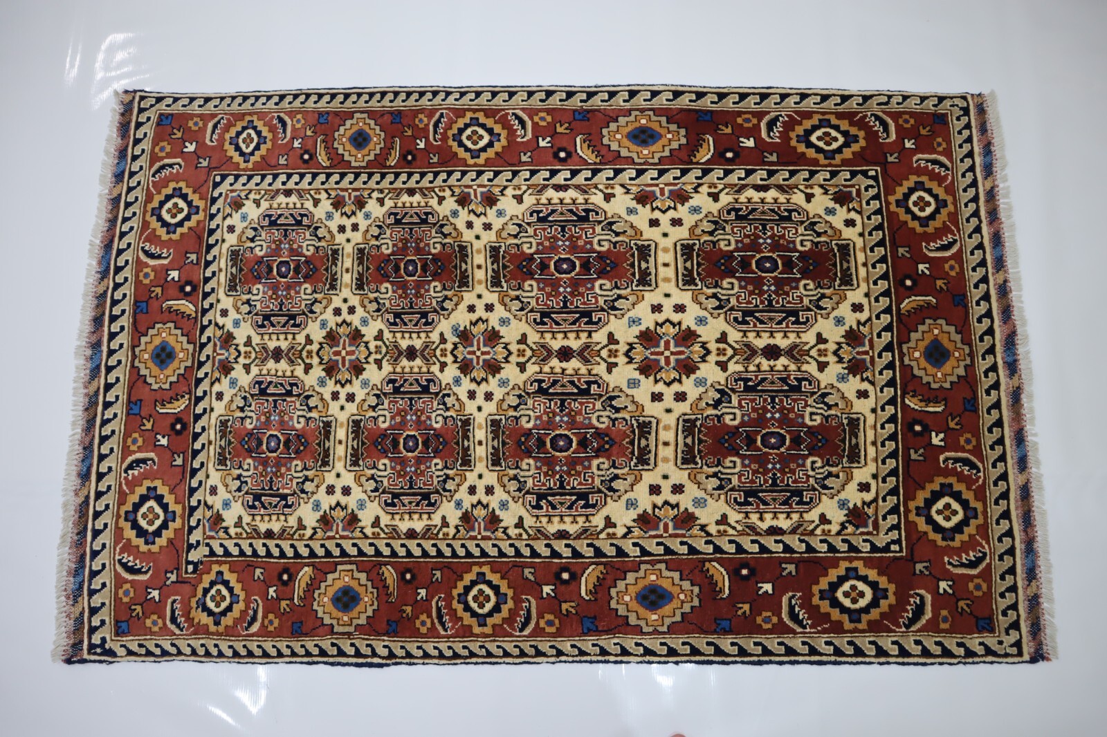 Beige Red 3×5 Area Rug, Hand Knotted Natural veg dye Wool Baloch Rug, Kids Rugs