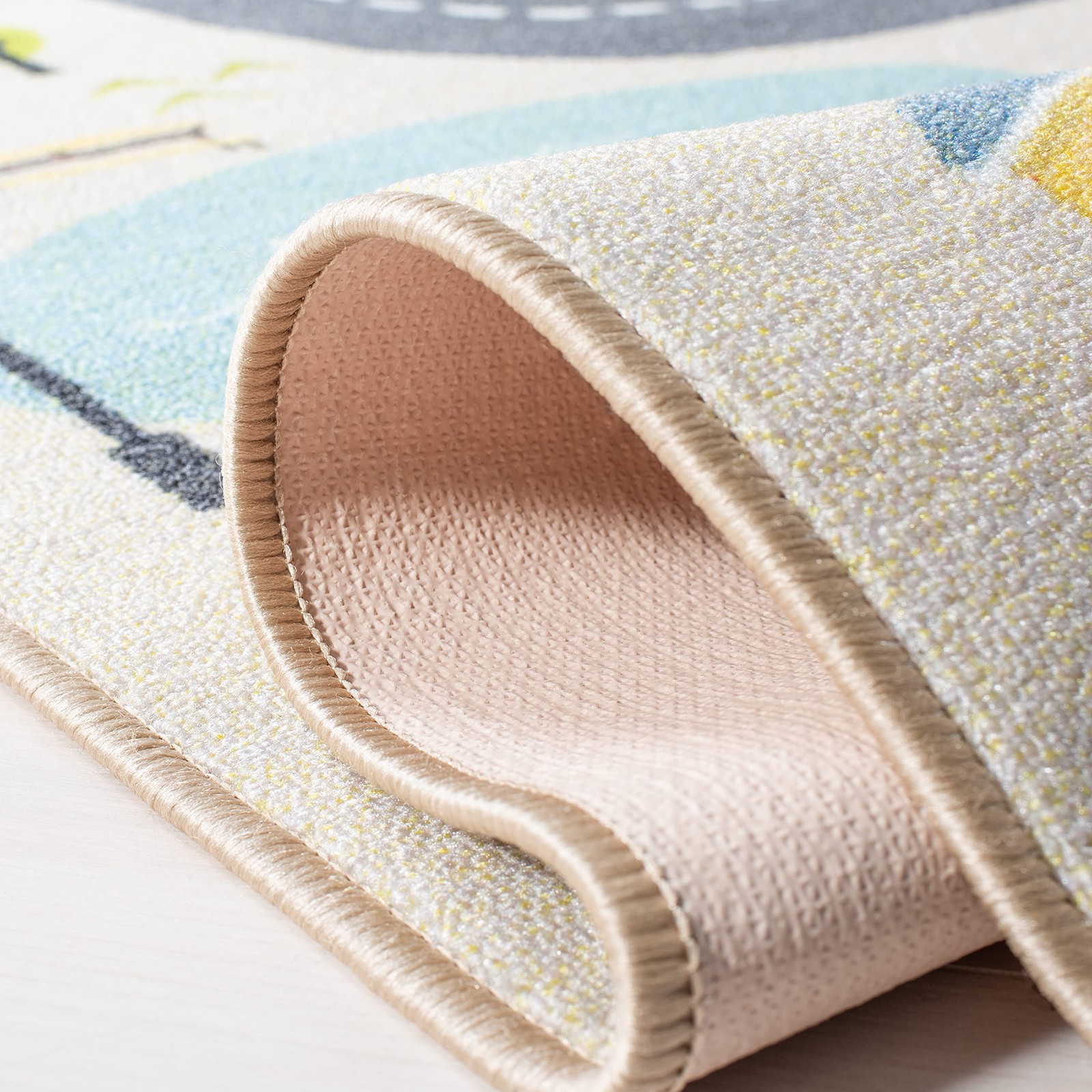 Washable Rug Playhouse Collection – 4’4″ x 6′, Beige & Green, Slip Resistant …