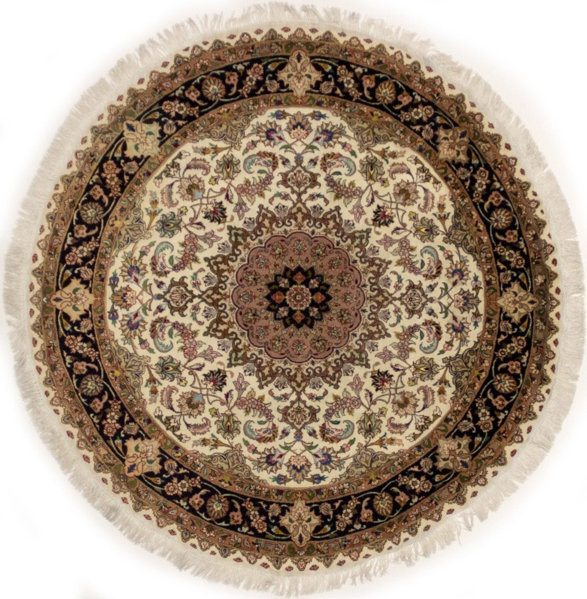 Handmade Extra Fine Round Oriental Rug 5X5 Classic Floral Home Decor Carpet