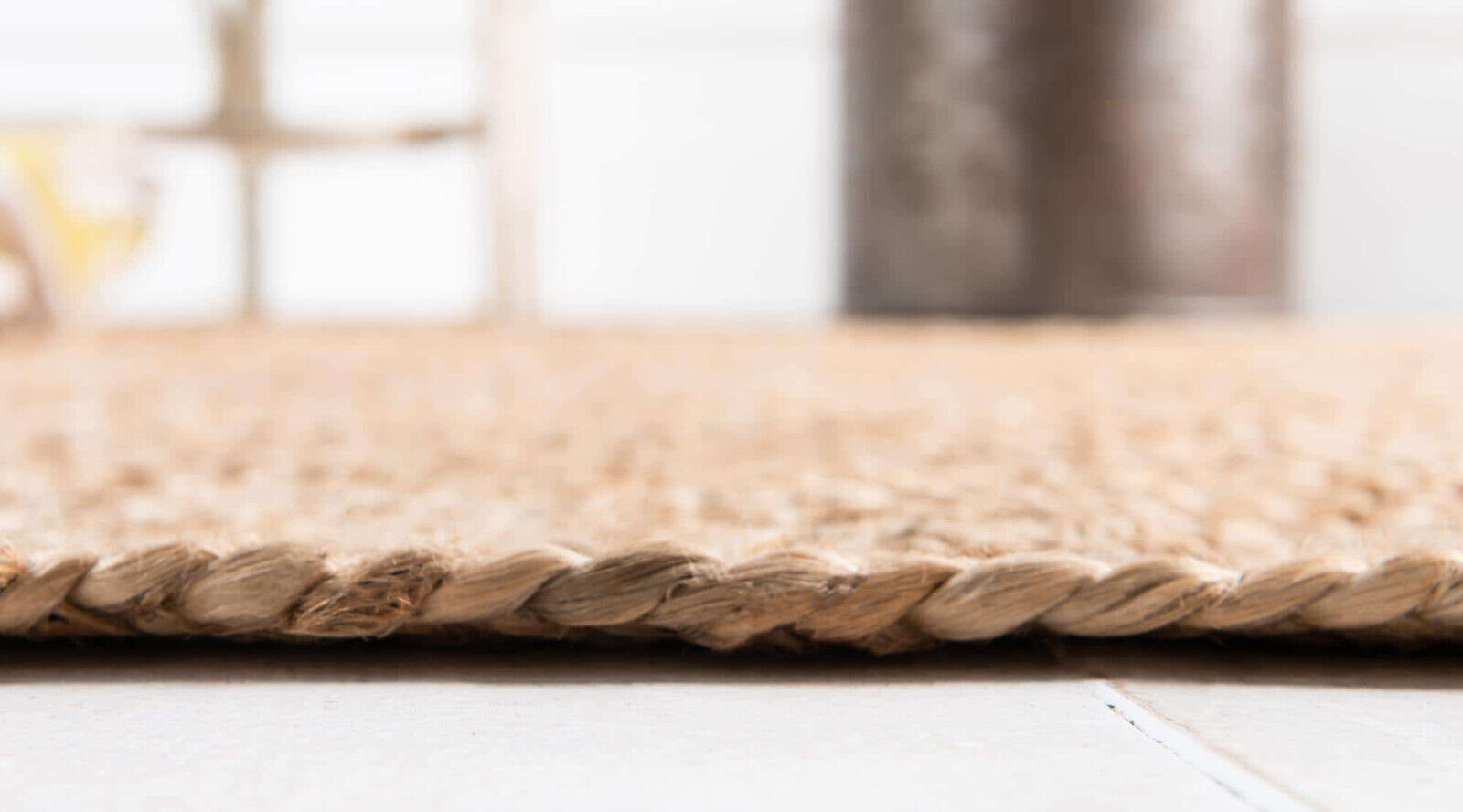 Rug Carpet 100% Natural Jute Modern Braided Area Rug Rustic Look Home Decor Mat