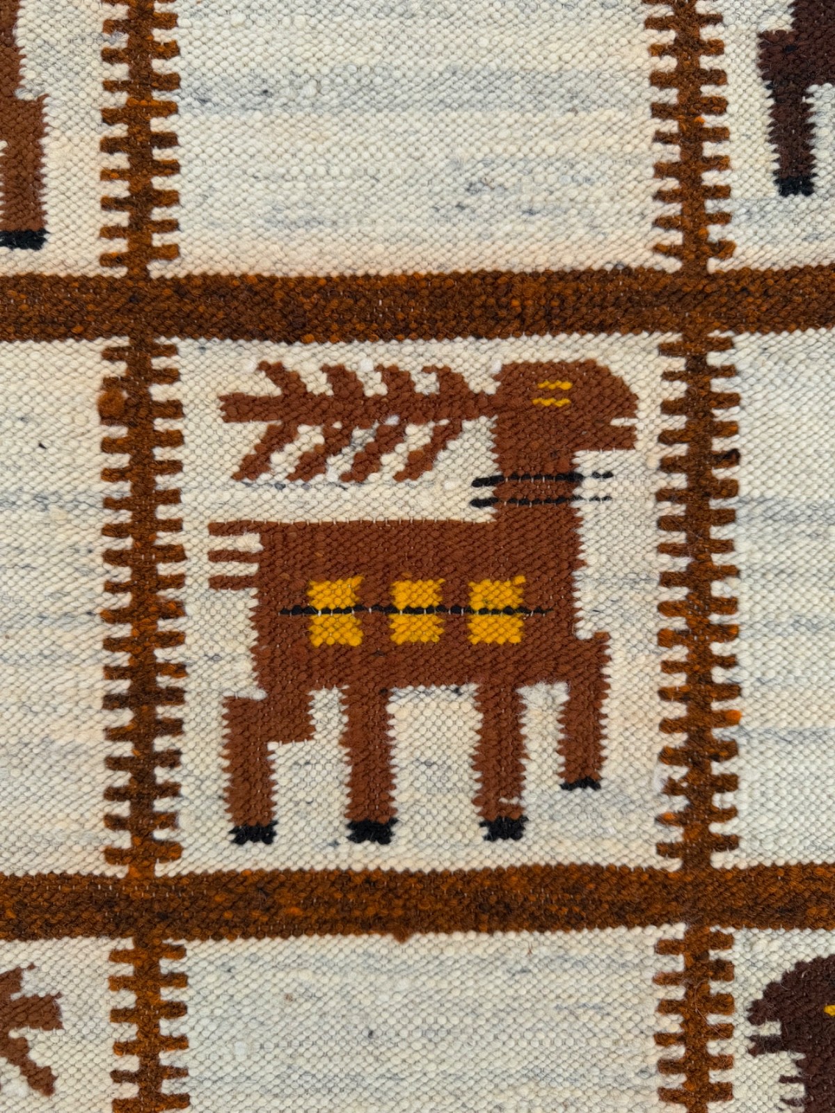 Vintage Hand Woven European Polish Polandi Wool Weaving Kilim Rug Floor Covering