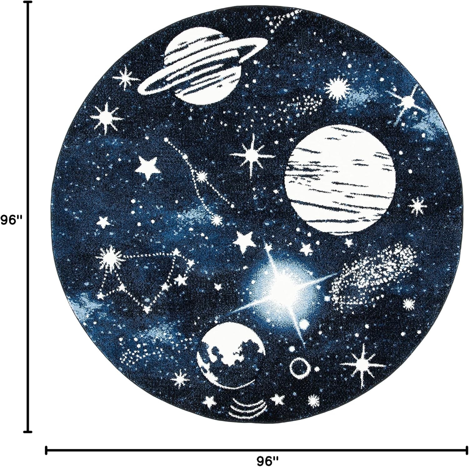 Carousel Kids Collection 8′ Round Dark Blue/Light Blue CRK122M Outer Space