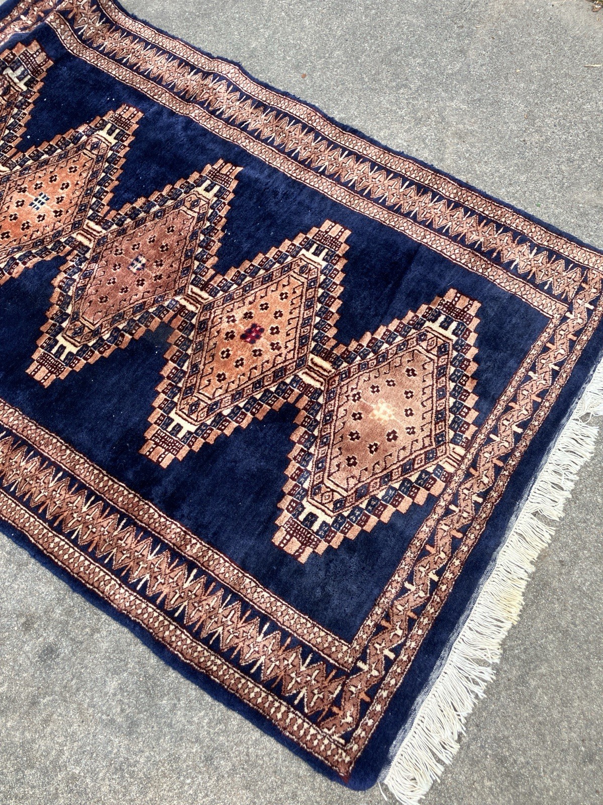 1970’s Bokhara Jaldar Rug Wool Tribal Hand-Knotted Oriental Carpet 37” X 61”
