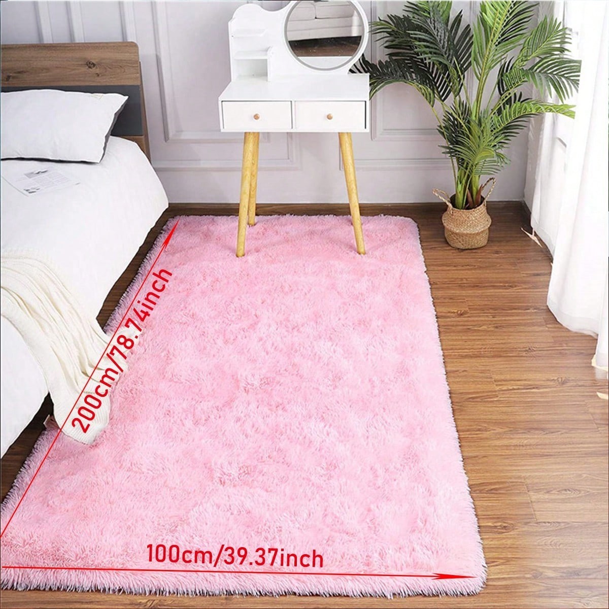 Long Plush Soft Area Rug White Fluffy Shag Bedroom Living Room Non-Shedding