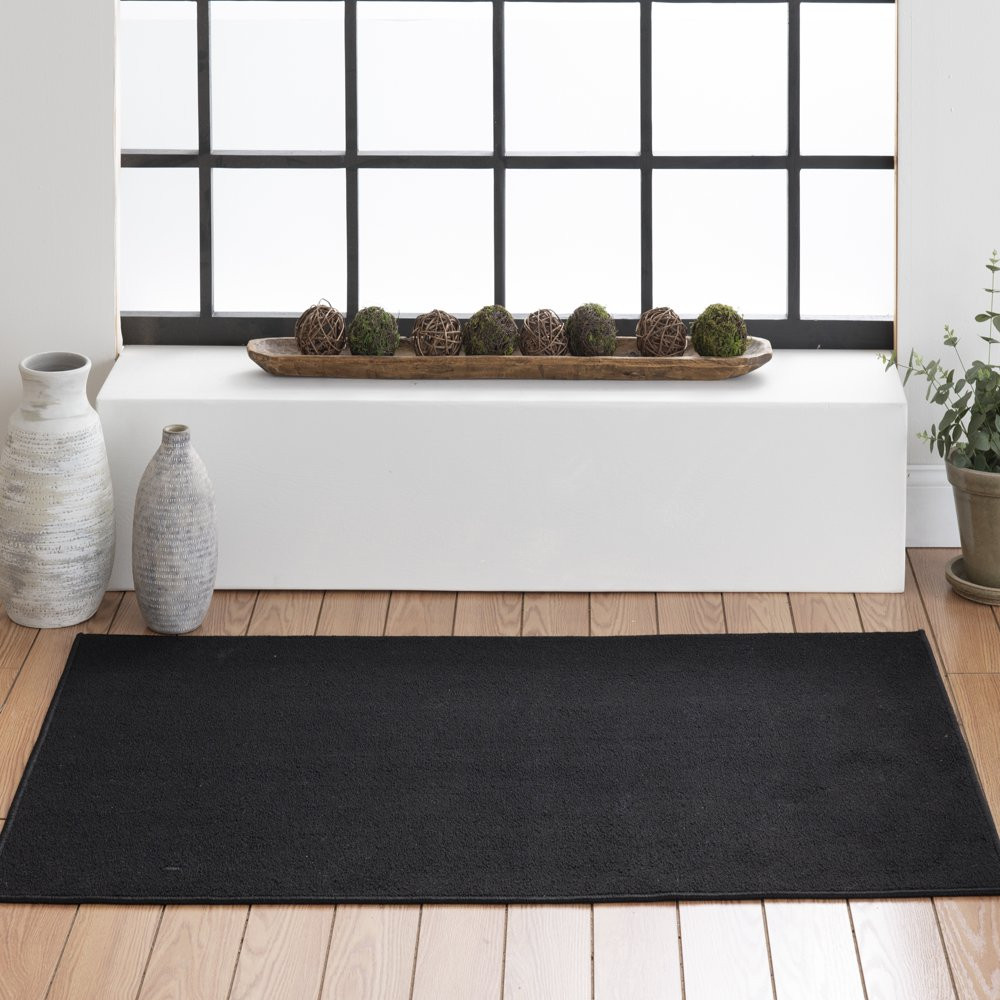 Black Durable Indoor Non Slip Area Rug Stain and Fade Resistant Decor 40″ X 60″