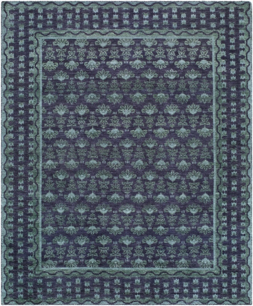 SURYA Azule Hand Knotted 100% Wool Rug 2′ x 3′ Made in India.