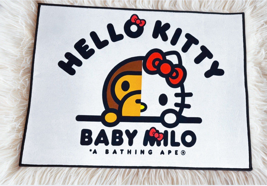 BRAND NEW A Bathing Ape Hello Kitty / Bad Milo Collab Small Rug 21×29
