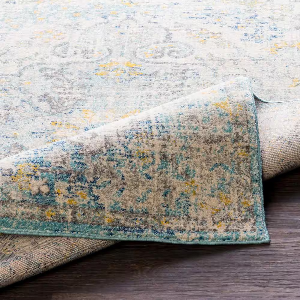Demeter Teal/Saffron 2 Ft. 7 In. X 7 Ft. 3 In. Runner Rug Free Shipping New