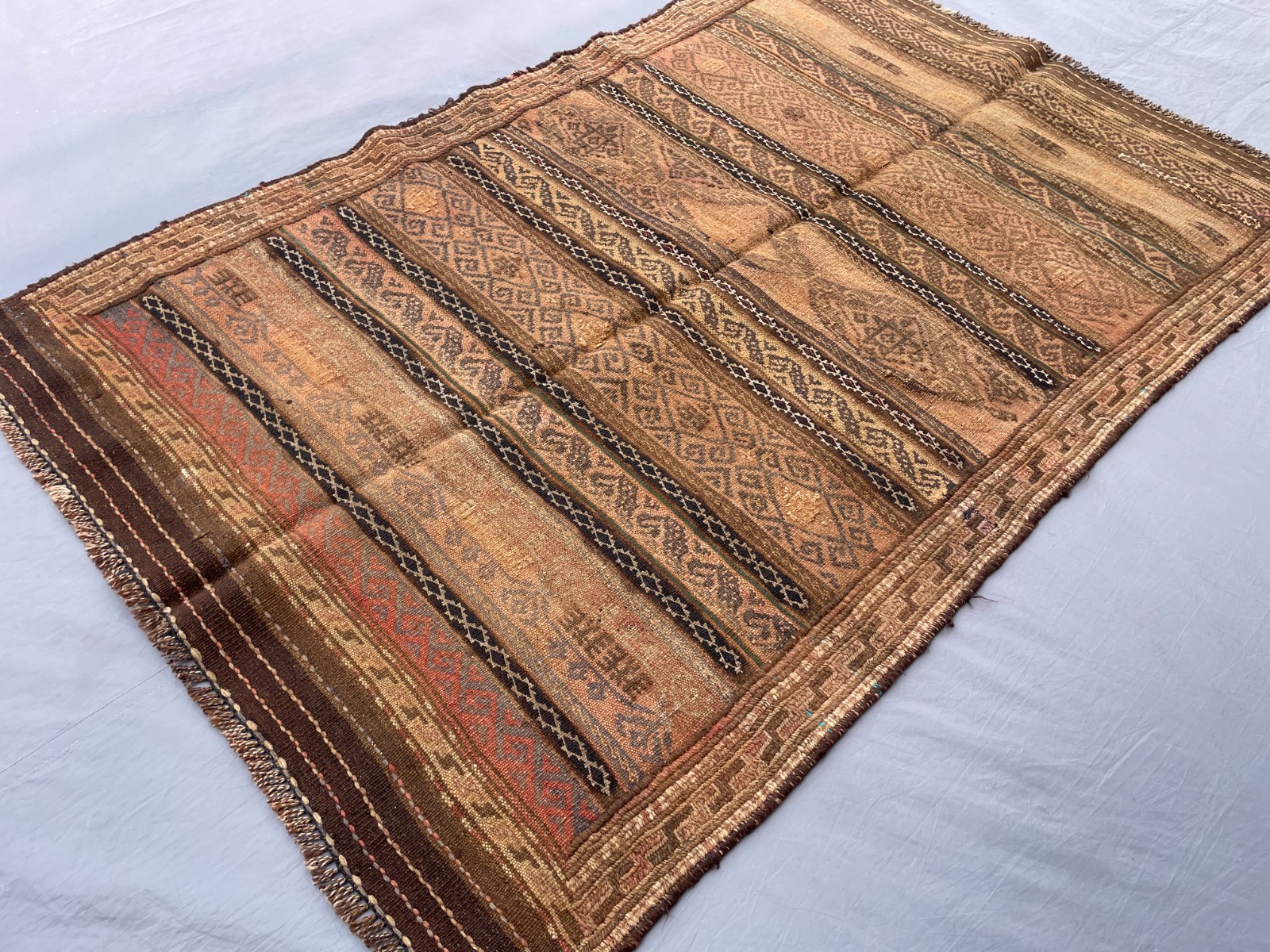 3’6 x 5’6 Ft Antique Look Afghan Tribal Kilim Rug Earth Tone Flatweave Wool Rug