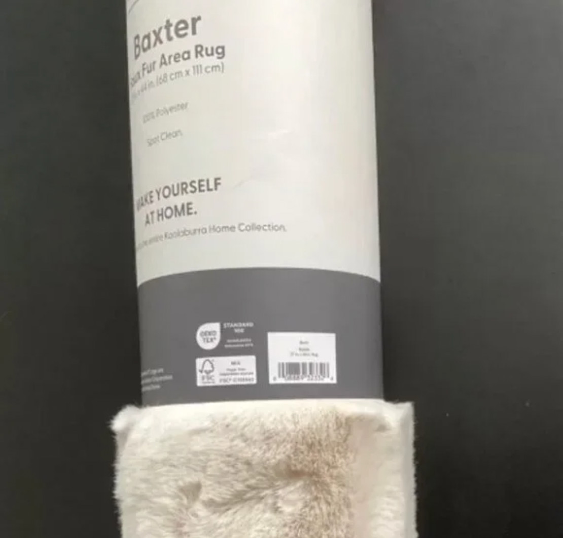 KOOLABURRA by UGG Faux Fur Baxter Area Rug 27” x 44” Light Beige Tan Soft NEW