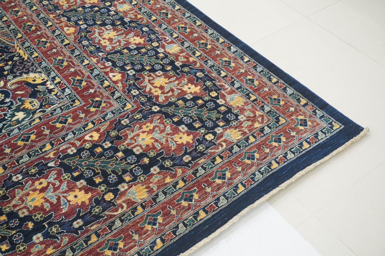 12×15 ft Navy Blue Turkish Hereke Hand Knotted Wool Oriental Rug