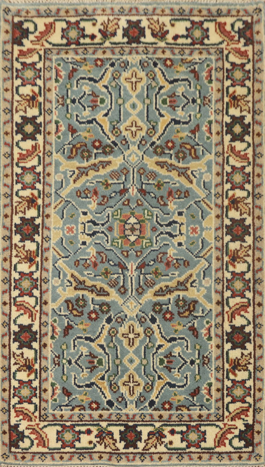 Traditional Handmade Blue Oushak Rug 3×5 Ft Floral Wool Carpet Accent Rug