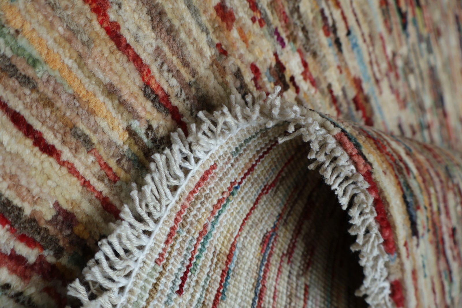 Multicolor Striped Area Rug 5×6 Ft Handmade Rug Offering a Modern Artistic Look