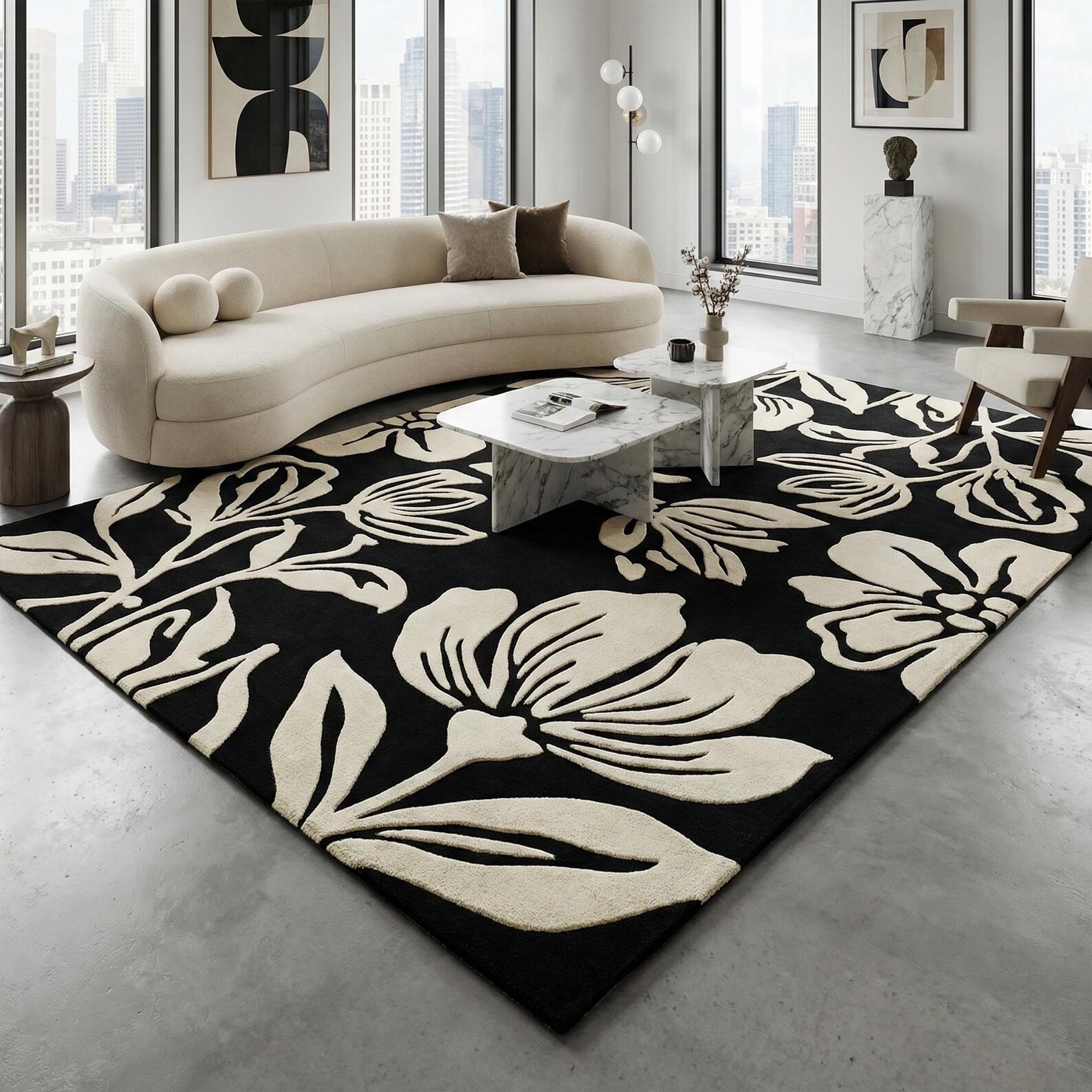 Designer Rug | Irregular Rug | Wool area Rugs | Living Room Rug | Tufted A112