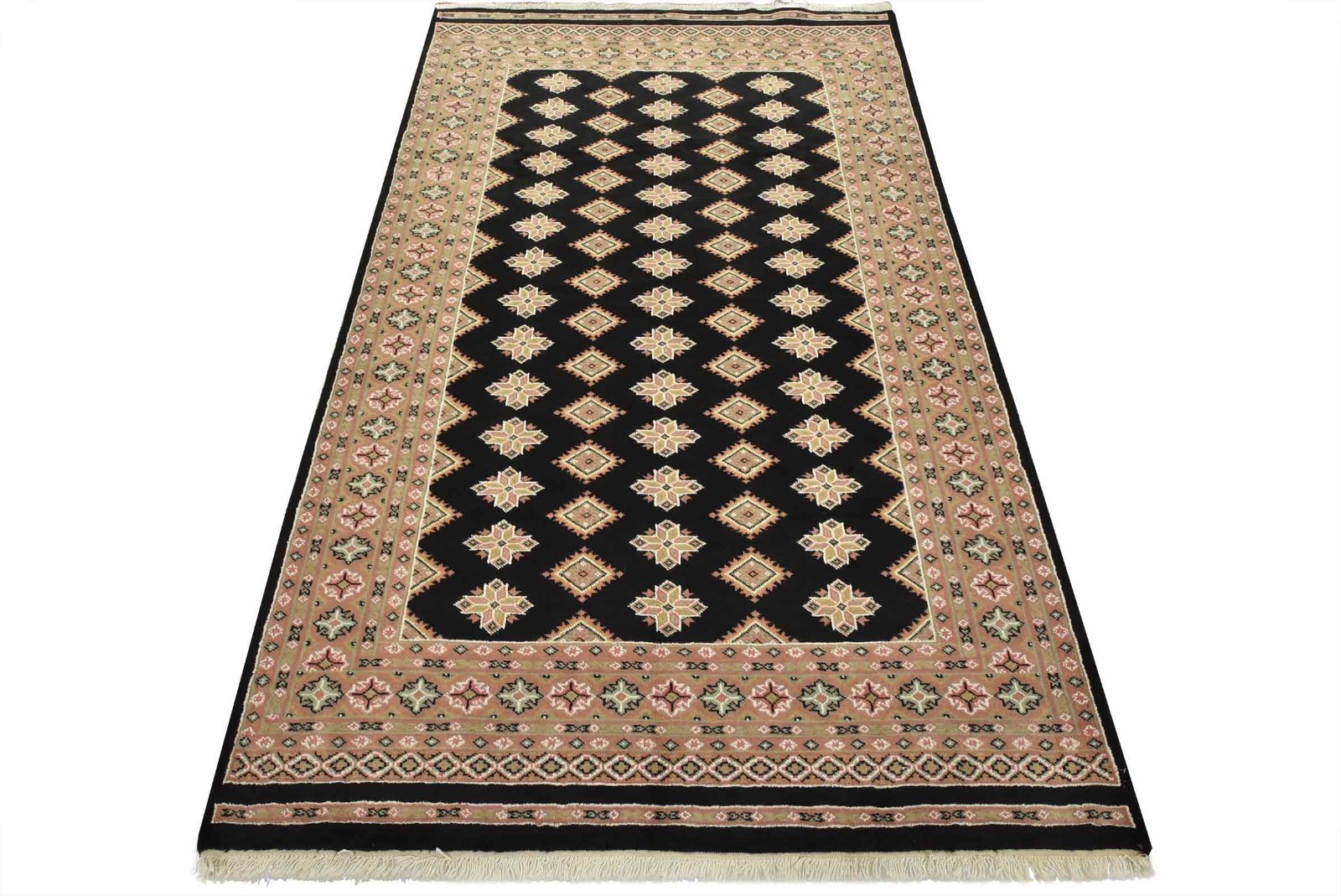 Bokhara Jaldar Rug 5’3” x 8’5” Black Wool Tribal Hand-Knotted Oriental Carpet
