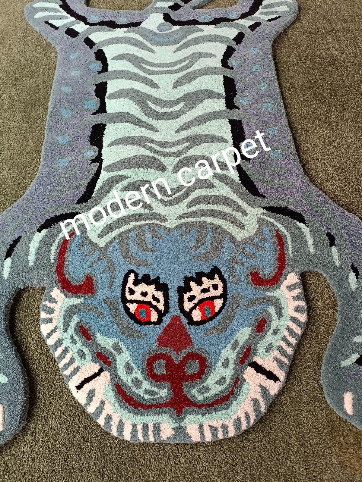 Tibetan Tiger Rugs Handmade 100% Woolen Hand Tufted For Home Decoration