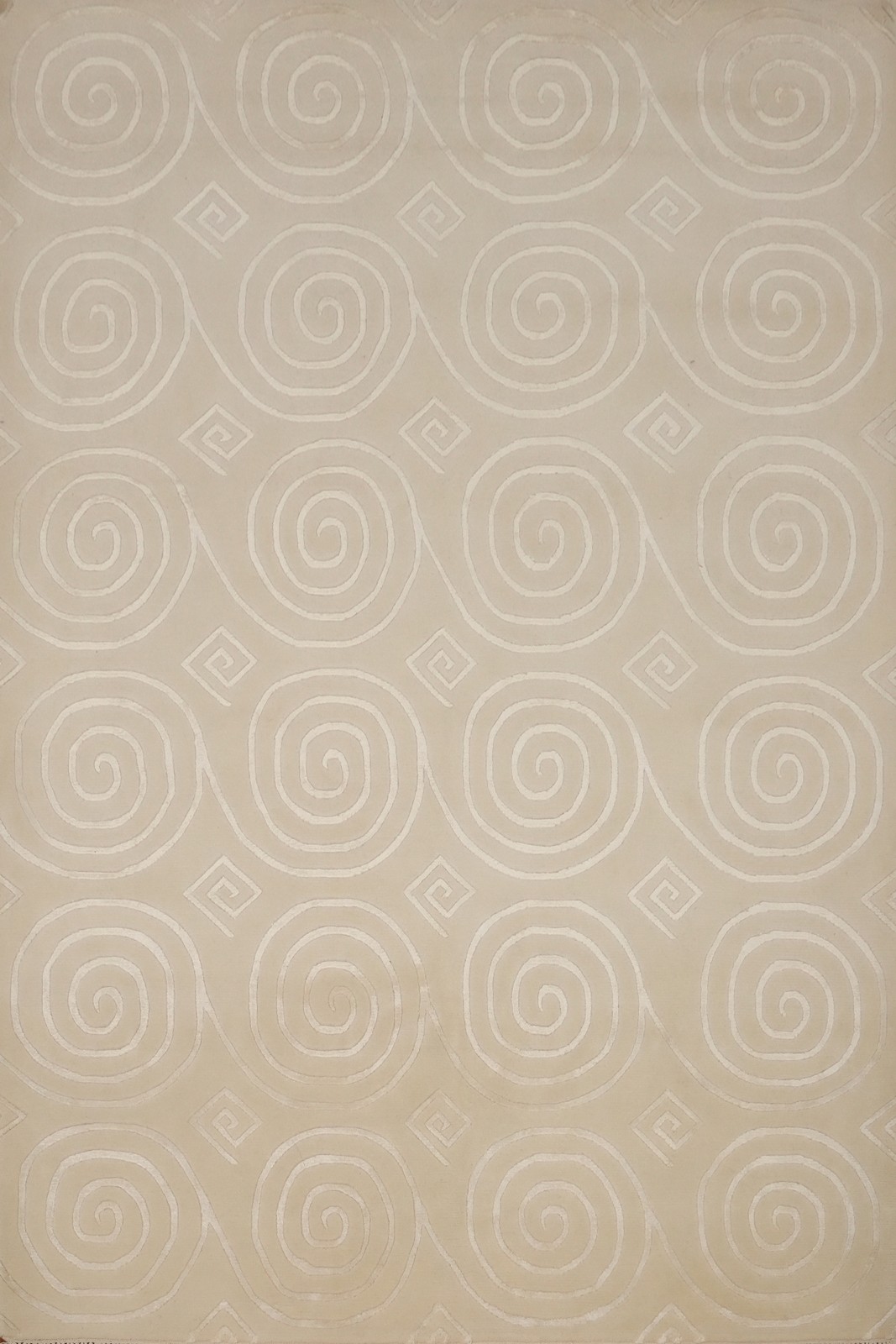 Spiral Design Nepalese Area Rug 6×8 Hand-knotted Wool/ Silk for Modern Homes