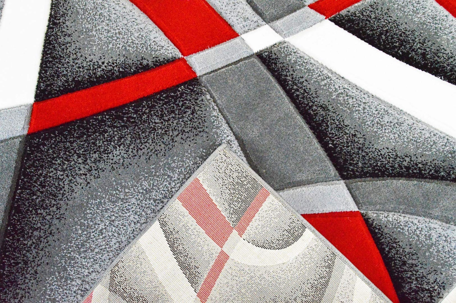 Premium Carved Modern Contemporary Abstract Rug 2305 Red 5’3”x7’6”