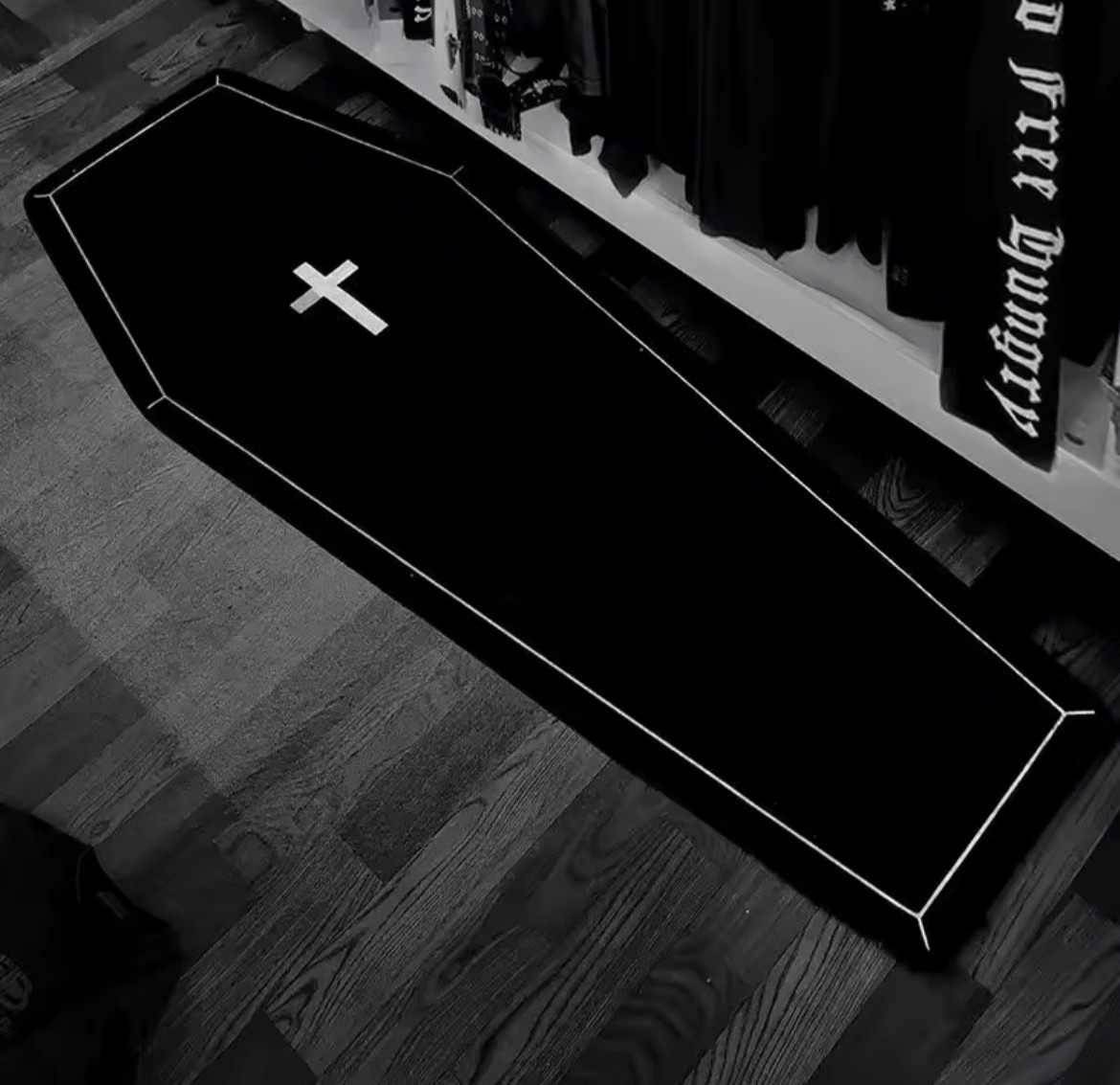 Gothic Black Cross Rug 40x120cm 16x47inch
