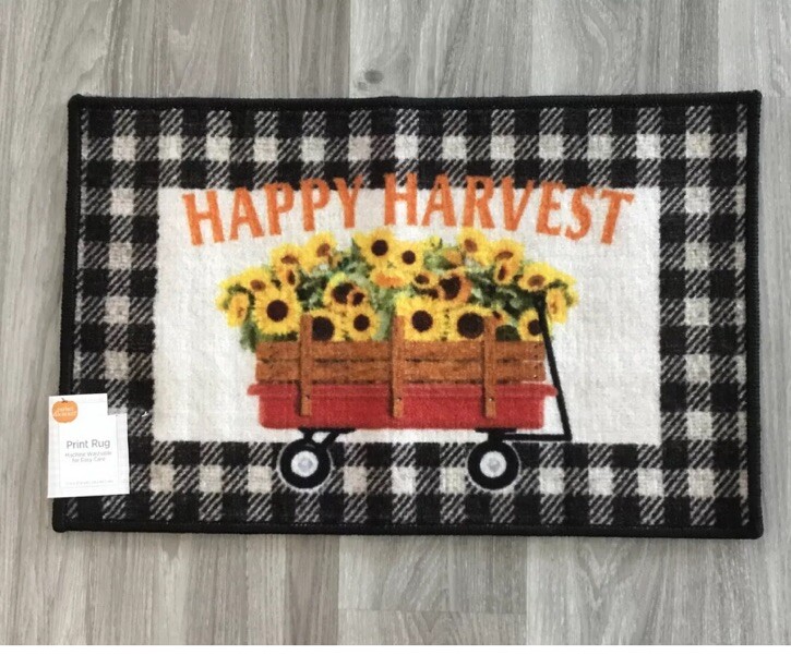 Perfect Harvest “ Happy Harvest” Fall Thanksgiving Rug Lightweight 17”x27”