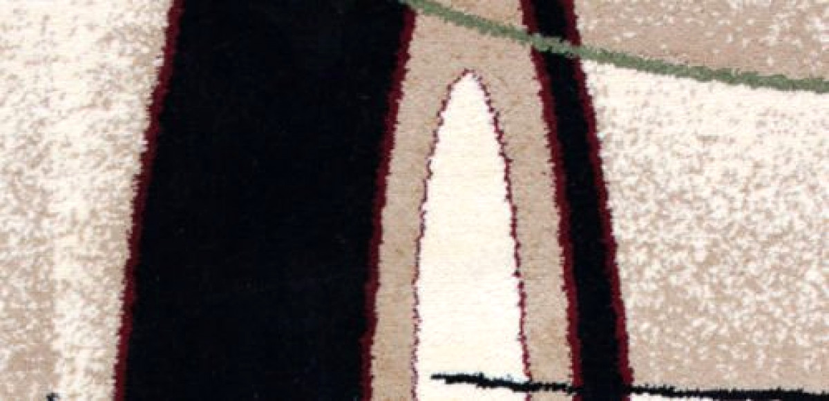 Turkish Area Rug 2×3 Wool Blend Stain Resistant Contemporary Brown Beige Circles