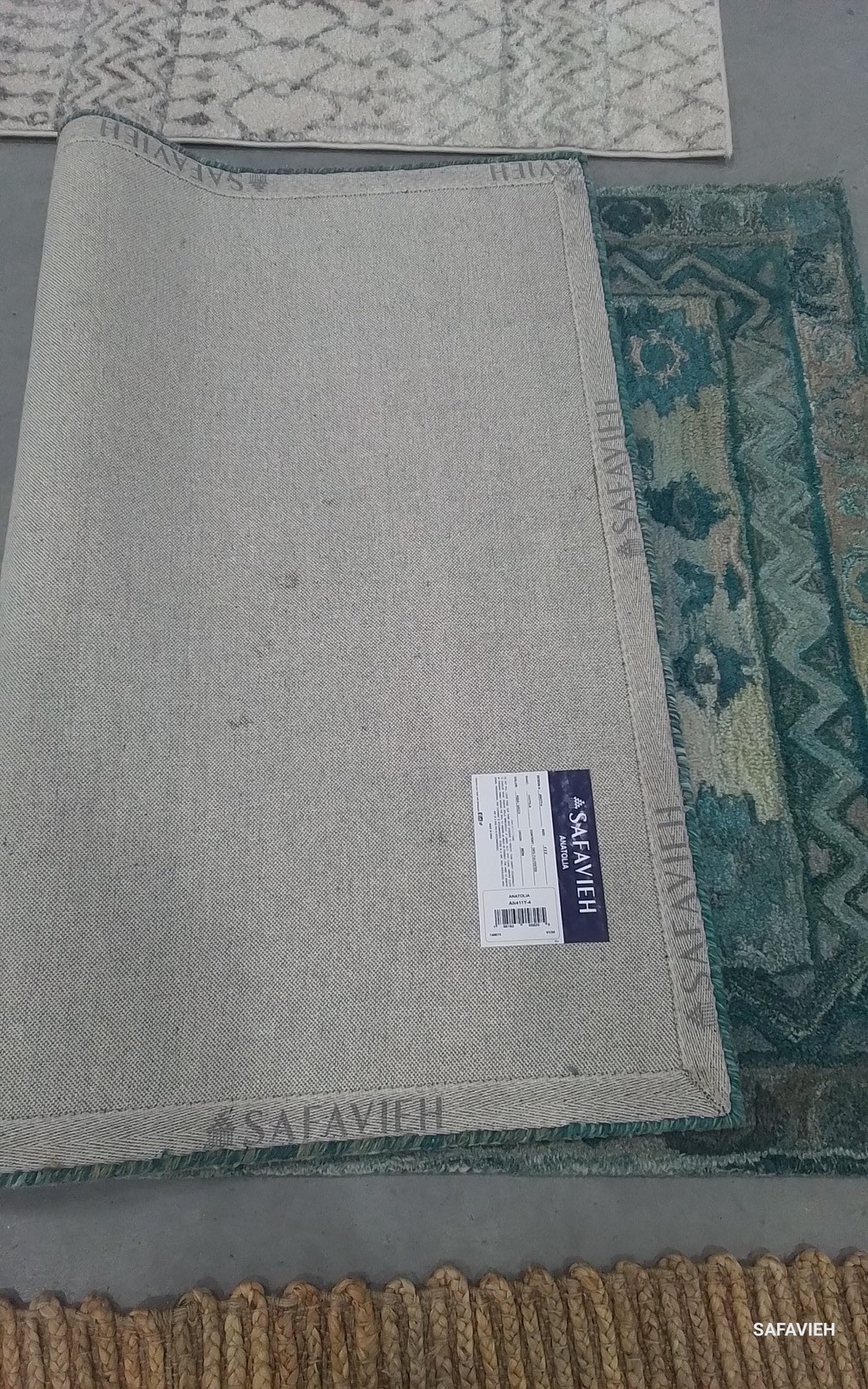 AQUA / GREEN 4′-0″ x 6′-0″ Back Stain Rug, Reduced Price 1172795538 AN411Y-4