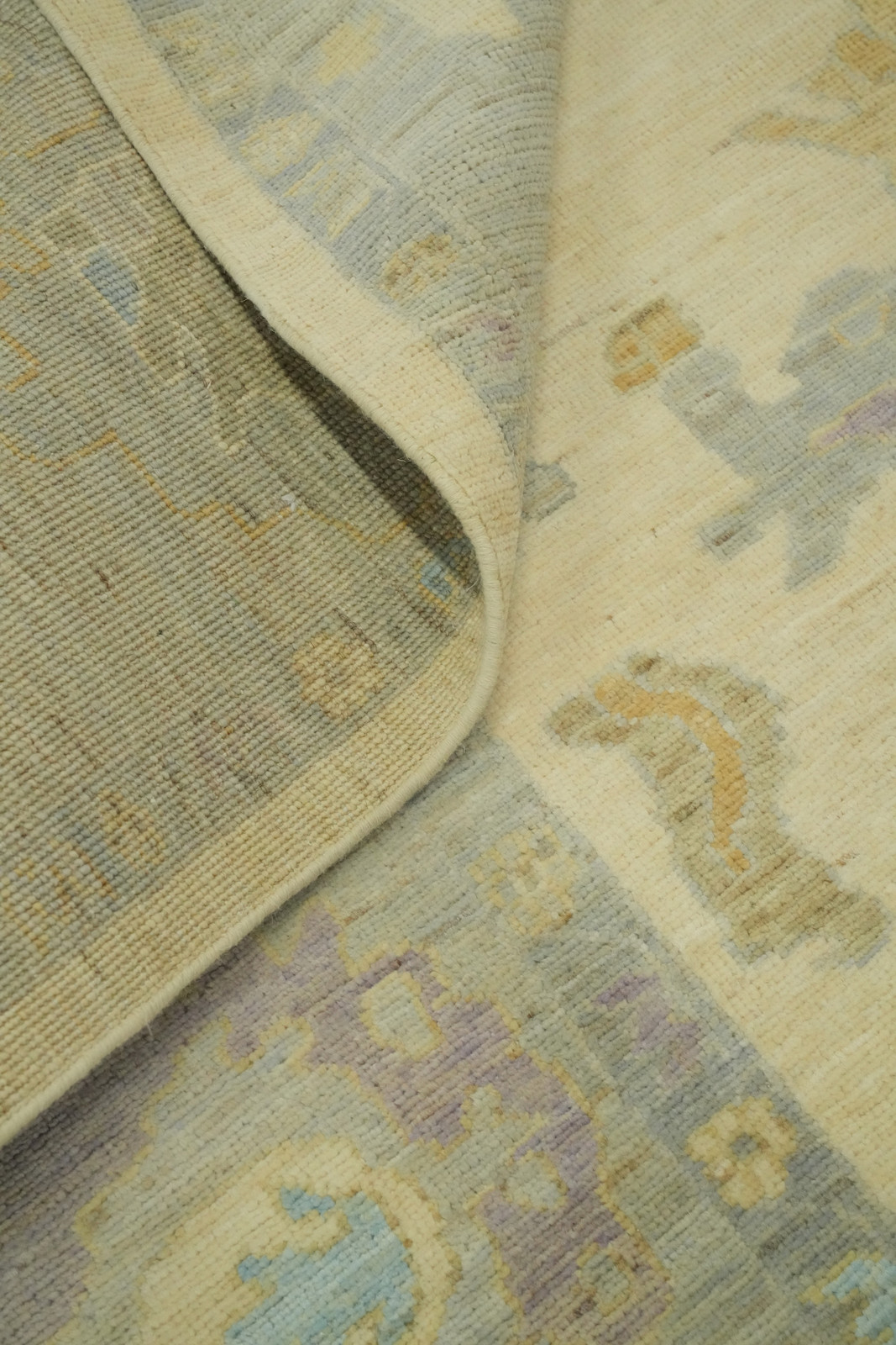 Handmade Yellow / Beige Oushak Turkish Area Rug 9×11 Ft Vegetable Dye Wool Rug