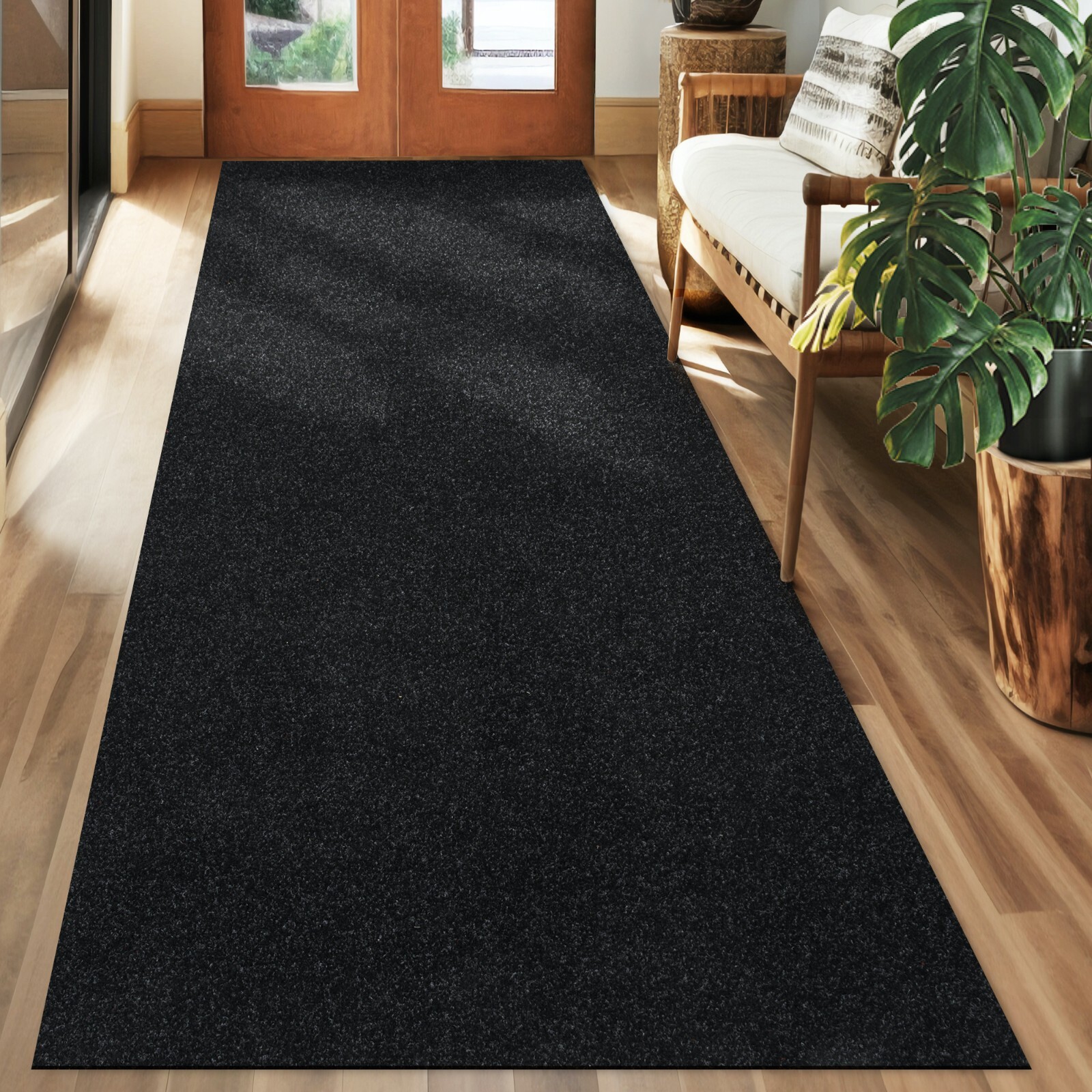 Area Rugs for Living Room or Bedroom, Black Carpet Runner Rug Indoor Mat