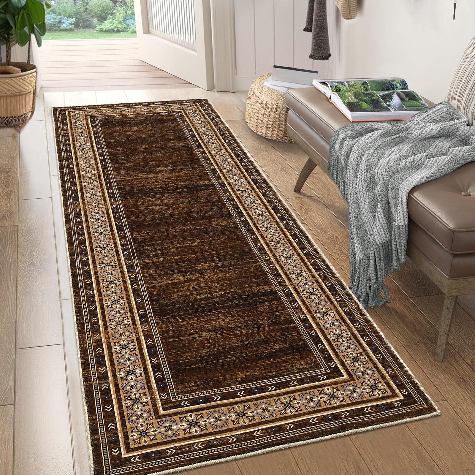 Modern Washable Runner Rug 2 x 6ft Non Slip Rugs Kitchen Mats Bedside Rug