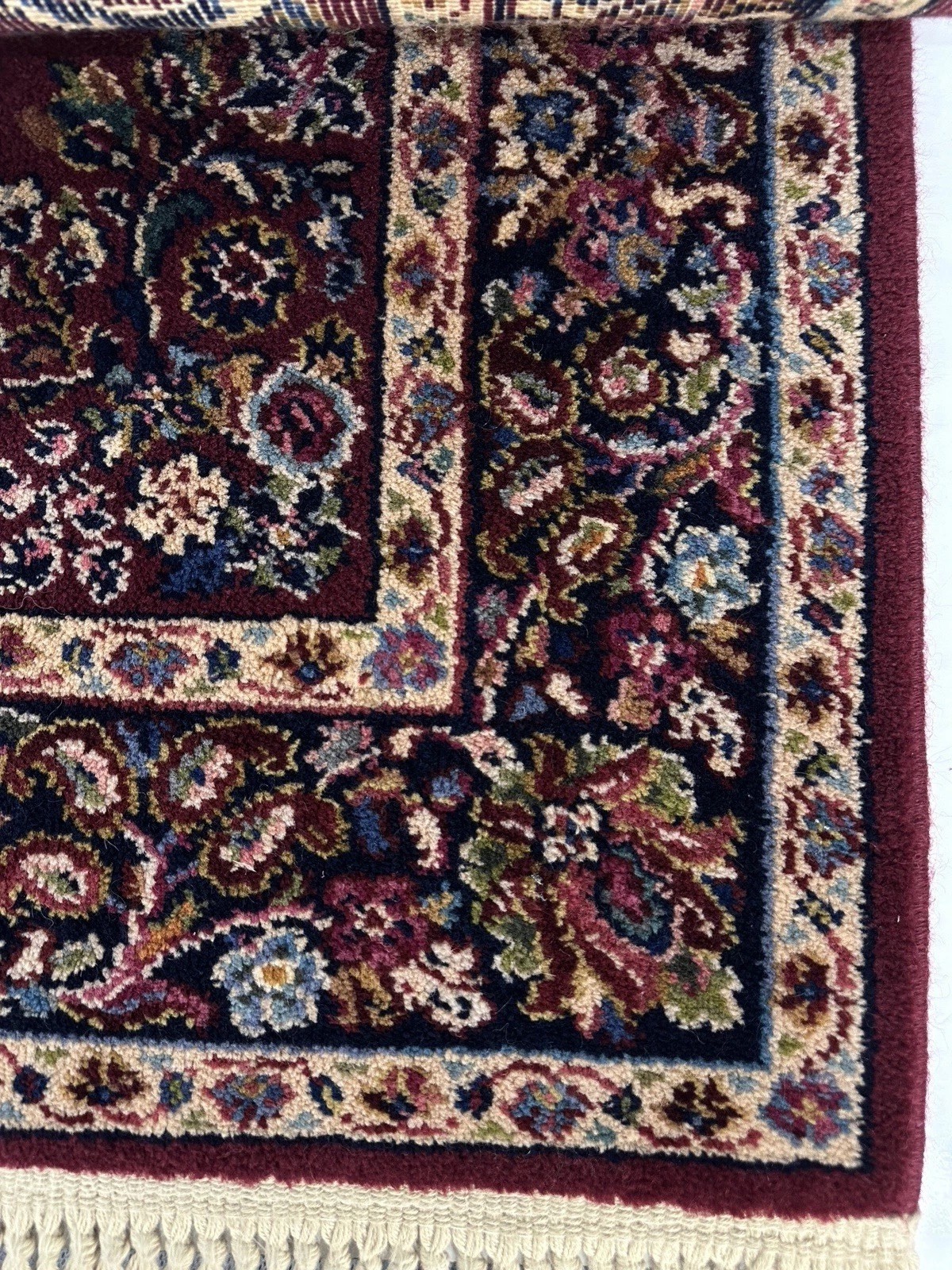 Vintage Karastan 785 100% Wool USA Power Loomed Fringed Rug Red Sarouk 4.3×6