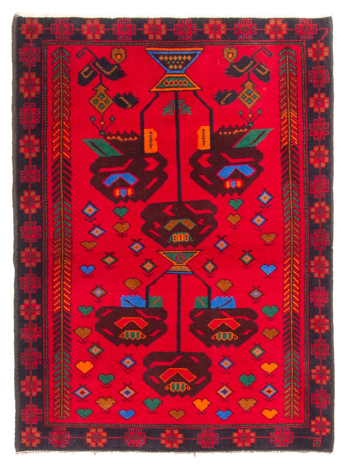 Traditional Vintage Hand-Knotted Area Rug 3’3″ x 4’5″ Oriental Wool Carpet