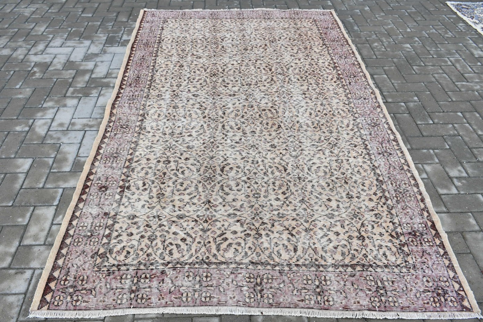 Turkish 5,2×8,3 ft Rug, Large Vintage Rug, Brown Camouflage Wool Rug