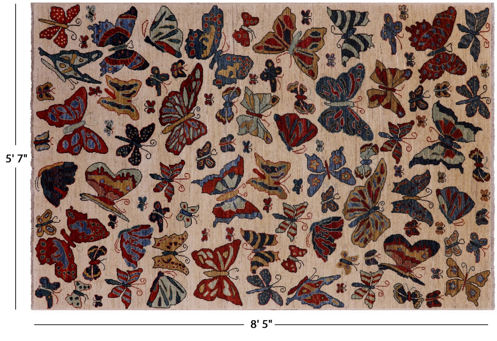 Butterflies Gabbeh Hand-Knotted Rug 5′ 7″ X 8′ 5″ – Q5161