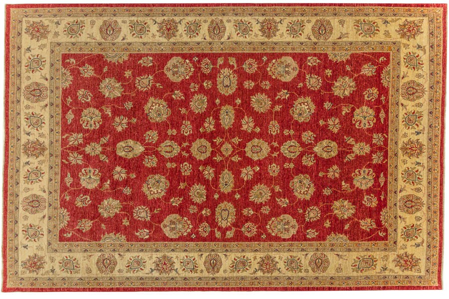 Afghan Chobi Ziegler Carpet Hand-Knotted 200X300 Red Oriental Wool