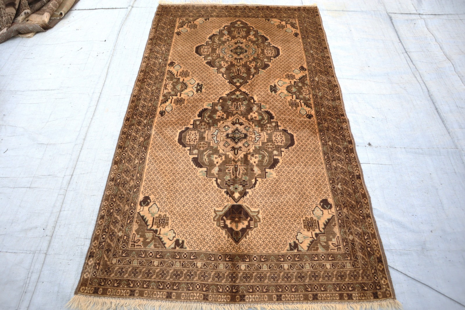 3’8×6’5 ft Afghan Tribal Faded Distressed Rug- Turkmen Oriental Rug- Home decor