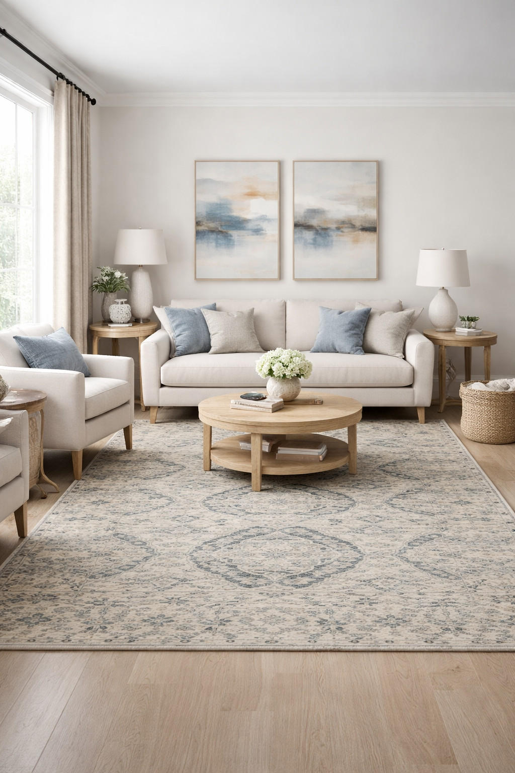Rare Handmade Floral Transitional Oriental Rug Muted Distressed Carpet 5X8 ft