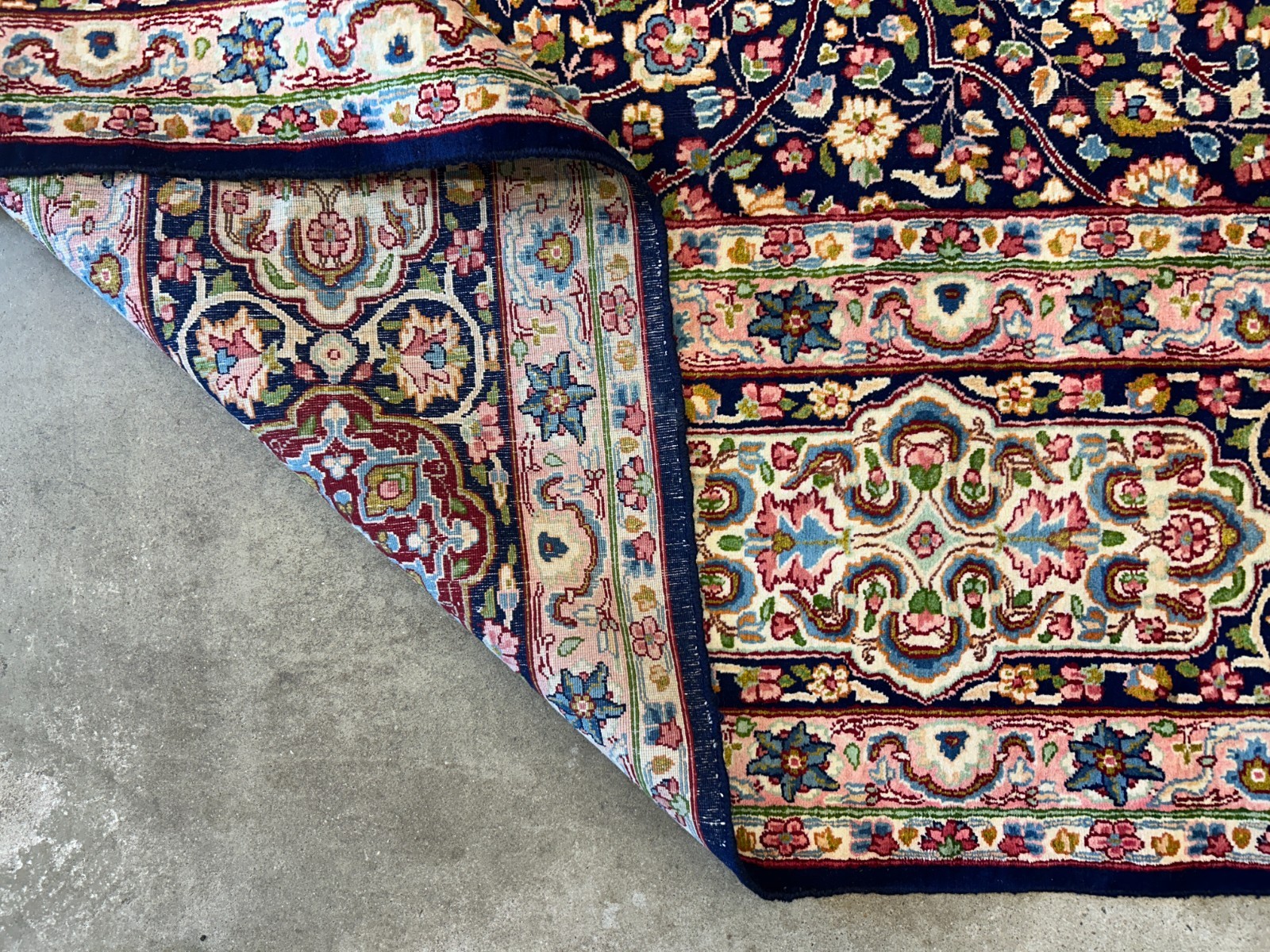 11’1″x15’10” Semi-Antique Hand-Knotted Handmade Kashmare Persiane Rug Navy Blue
