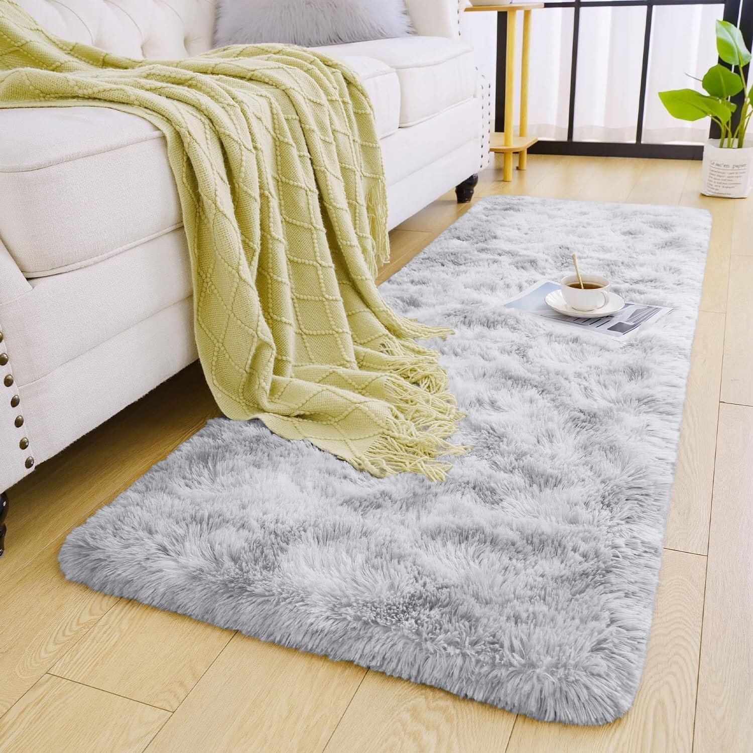 Fluffy Shaggy Rug Non Slip Area Rug Small Large Hallway Runner Indoor Door Mat