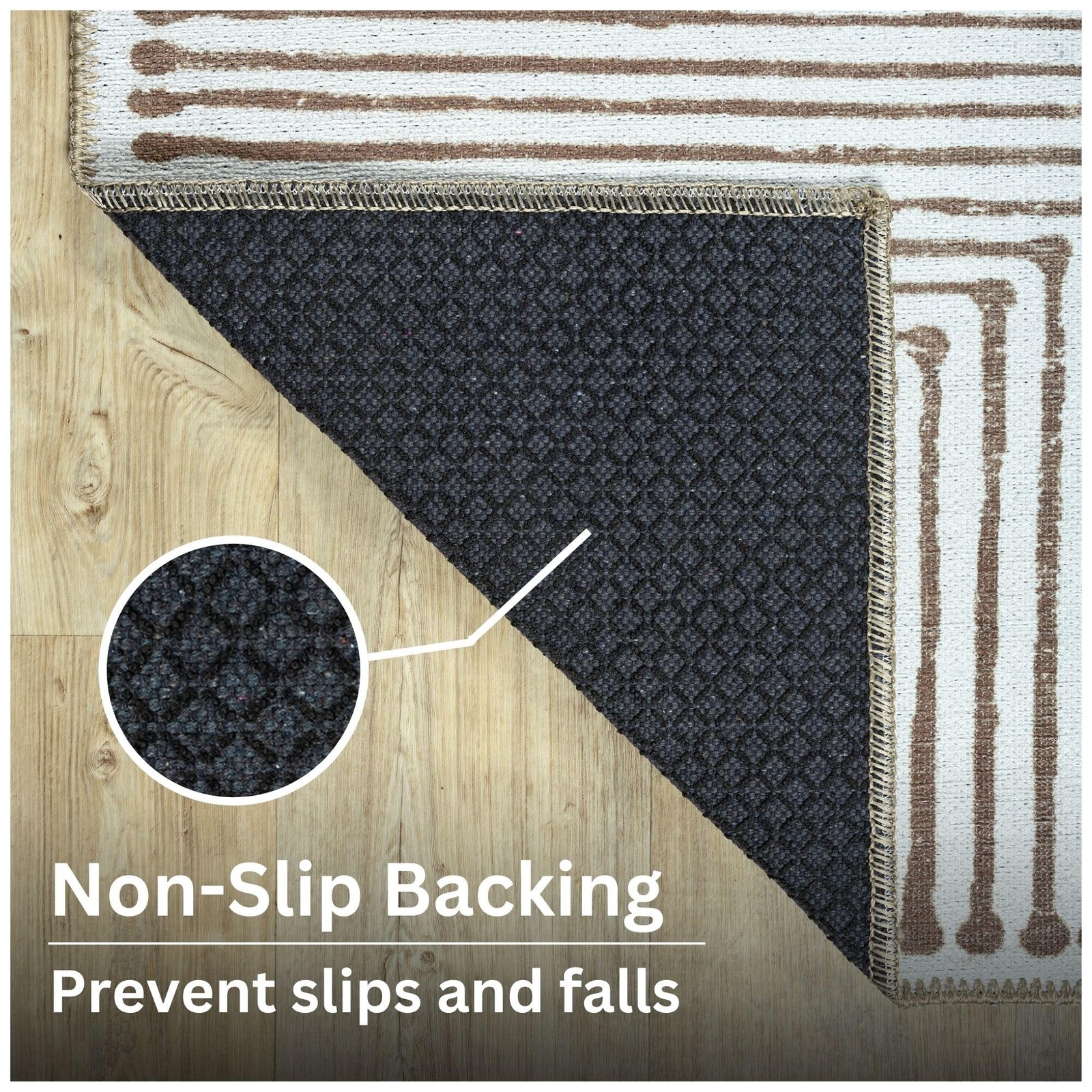 Washable Non-Slip 12 ft Runner – Brown Striped Runner for Entryway, Hallway, …
