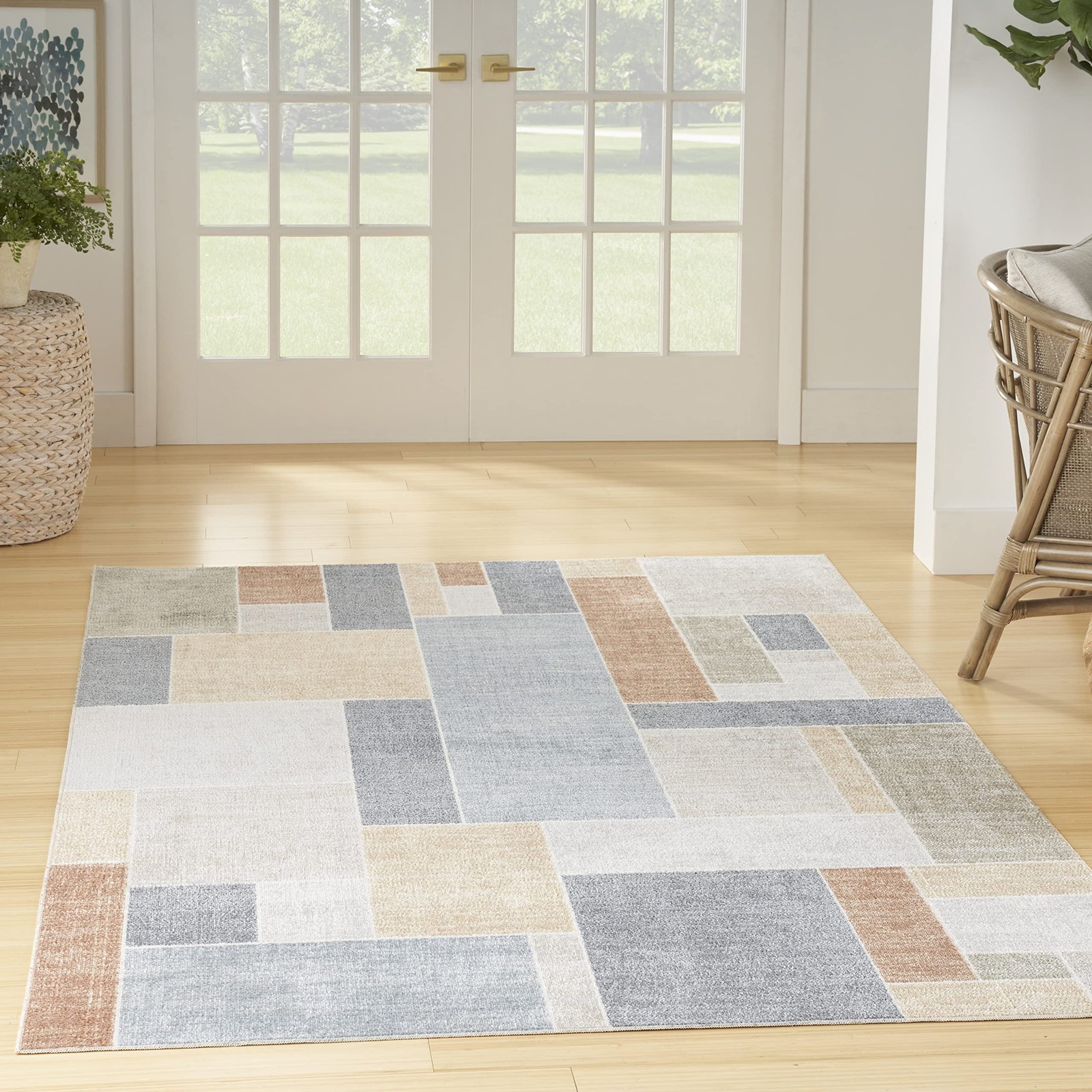 Home Astra Machine Washable Multicolor 6’7″ x 9′ Area Rug – Easy Clean, Non S…