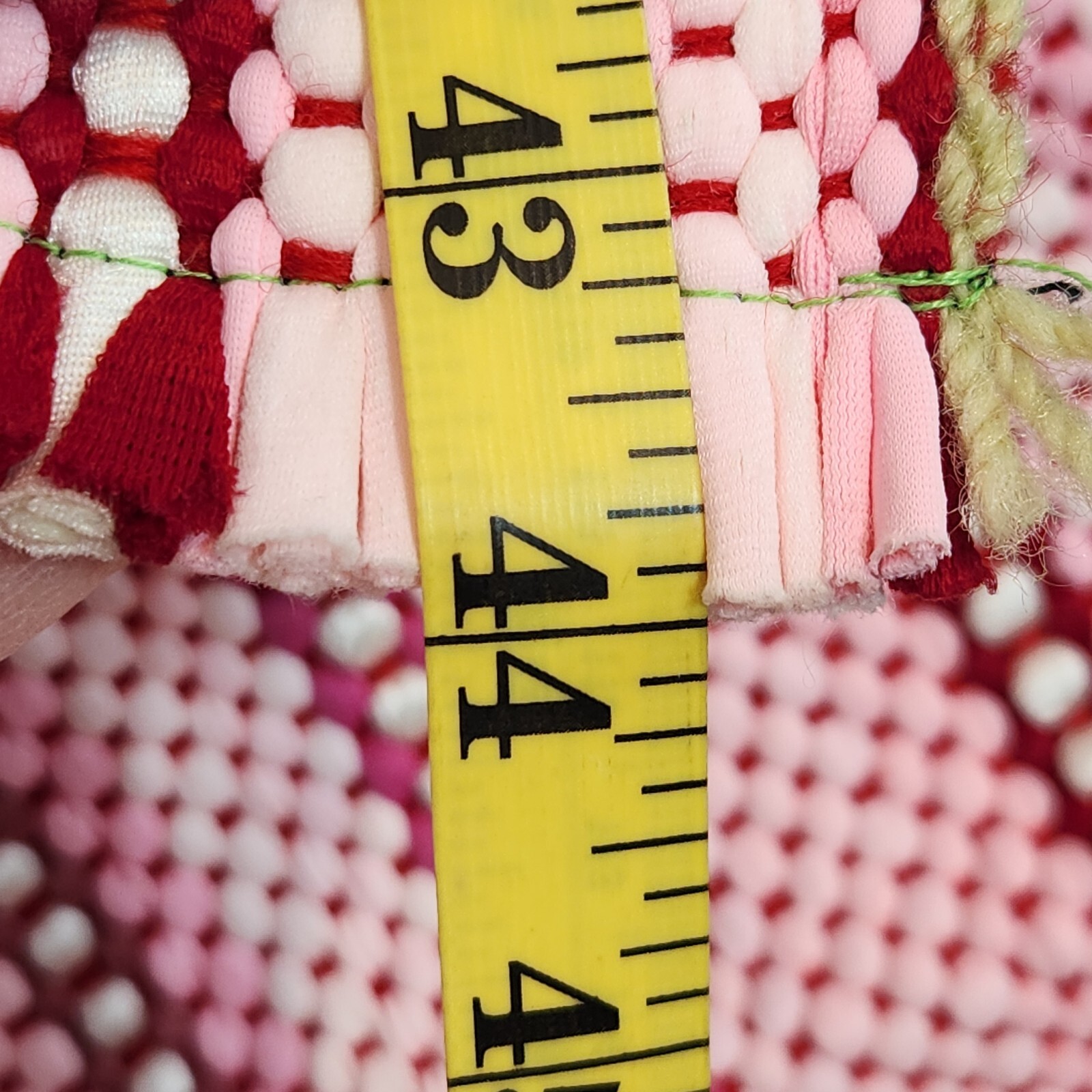 Vintage Hand Woven Rag Rug Pink Throw Scatter Kitchen Bathroom Hallway Rug/Mat