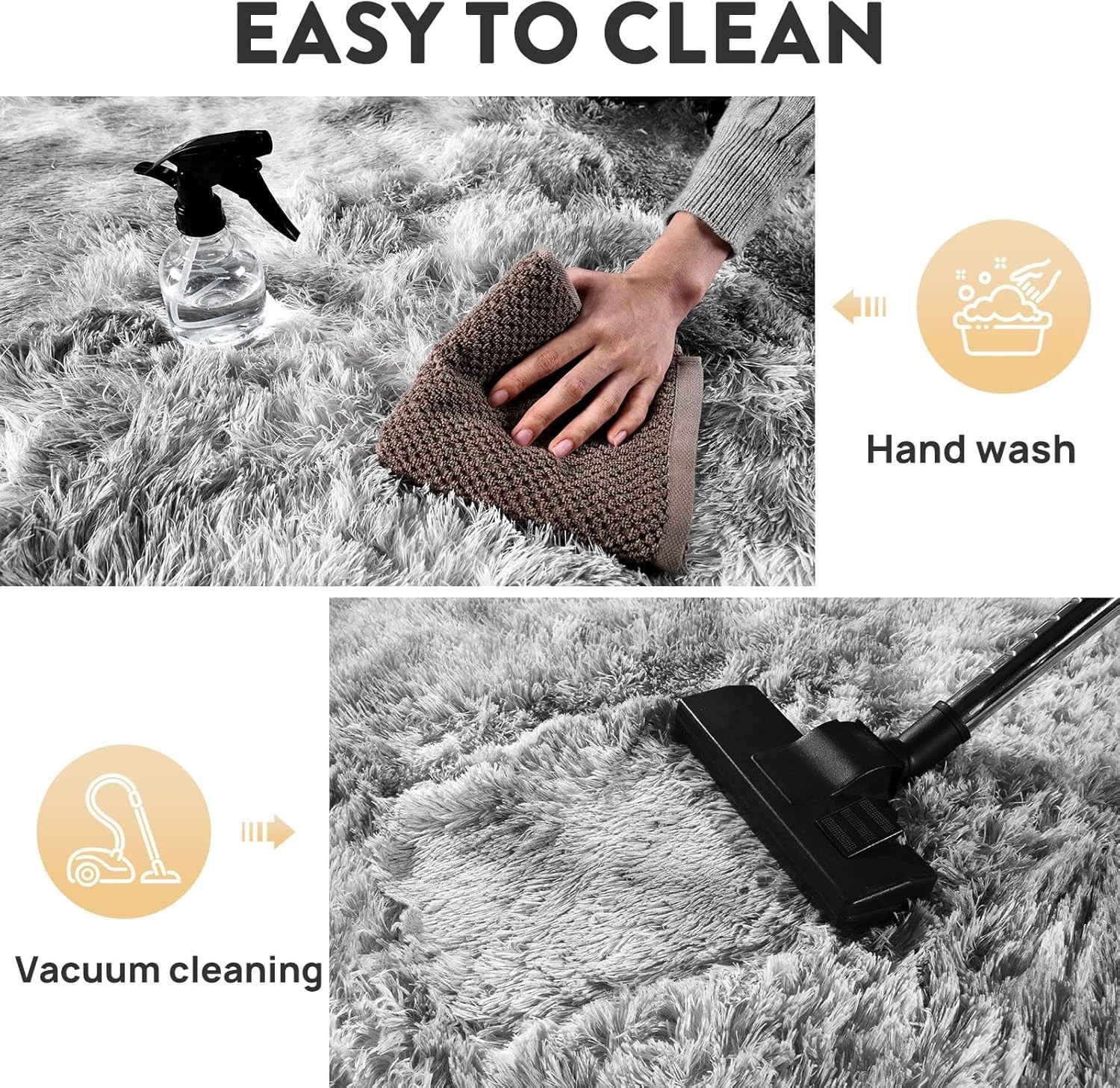 Shaggy Soft Rug Tie-Dye Light Grey 2×3 ft Microfiber Anti-Slip Floor Carpet