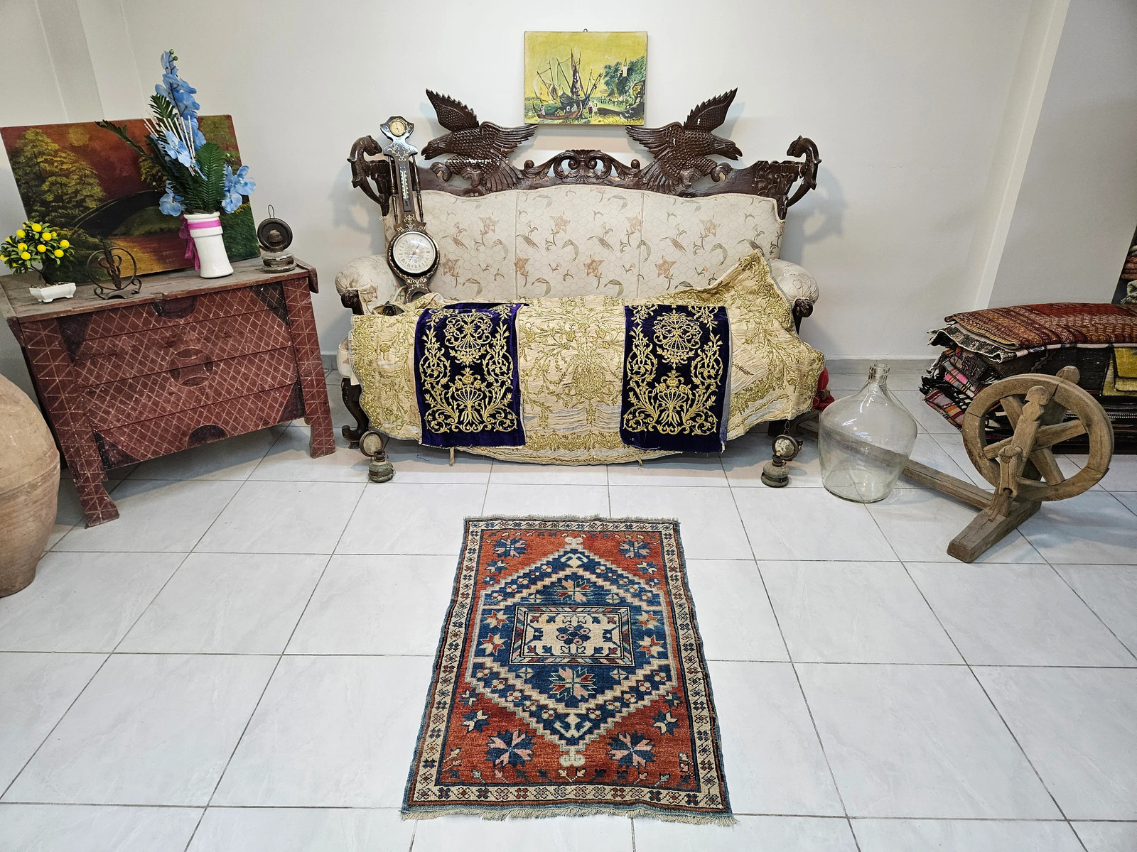 Vintage Turkish Rug (2.4 x 3.7 ft) Small Orange Accent Rug