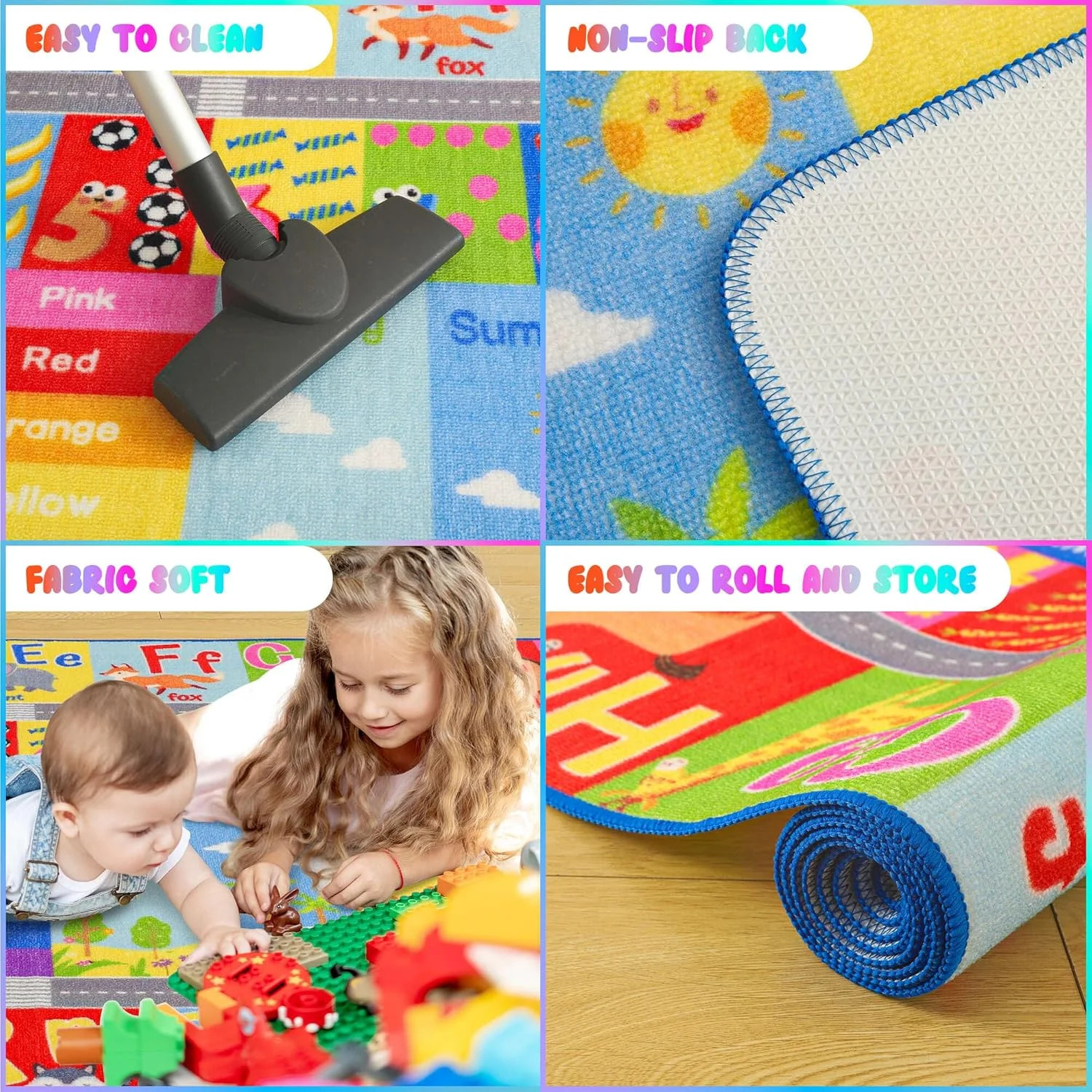 Kids Rug for Playroom Classroom, ABC Alphabet Numbers Play Toddlers Rugs, 3×5 Le