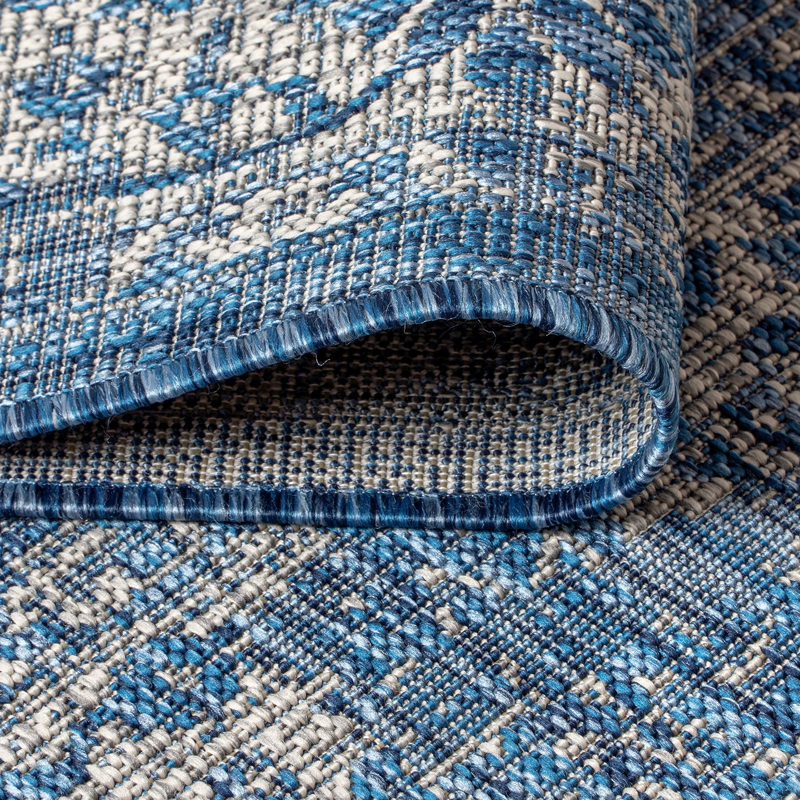 Weave Floral Indoor Outdoor Runner Rug 2X8 Navy/Gray, Tela Bohemian Textured …