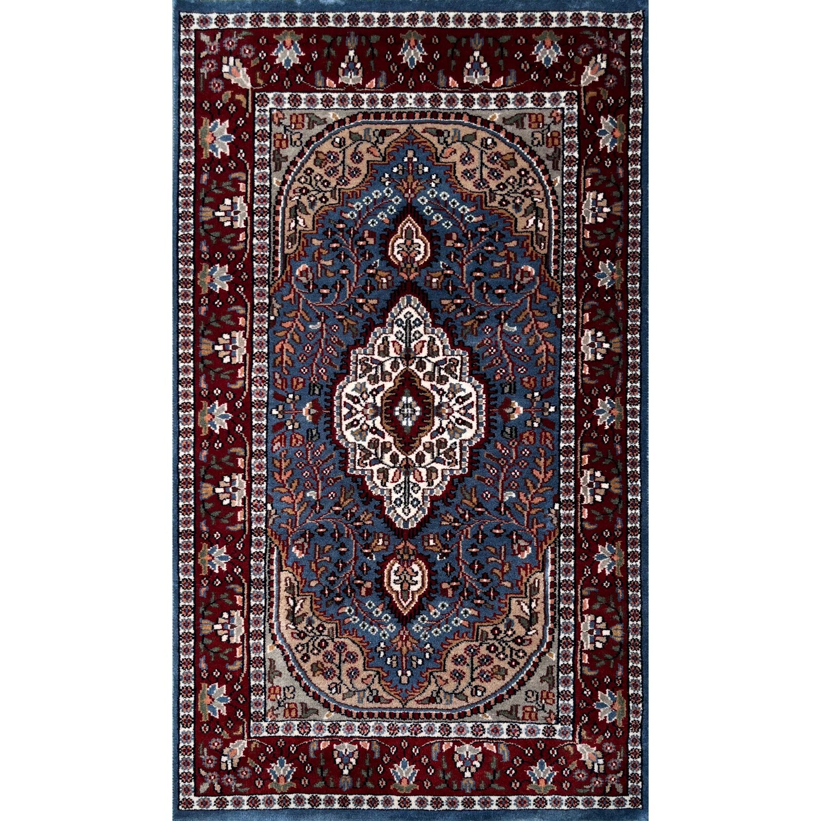 Handmade Hand-Knotted Woolen Rug 3×5 ft (90×150 cm) Bluish Grey Floral Tradition