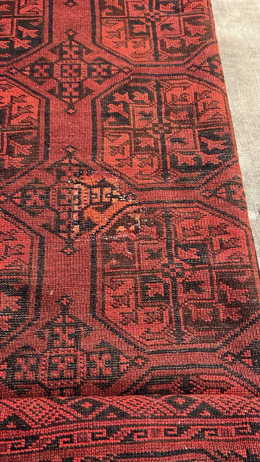 Exquisite Mid-Century Hand-Knotted Afghan Tekke Bokhara Rug – 11.8 ft x 7.9 ft