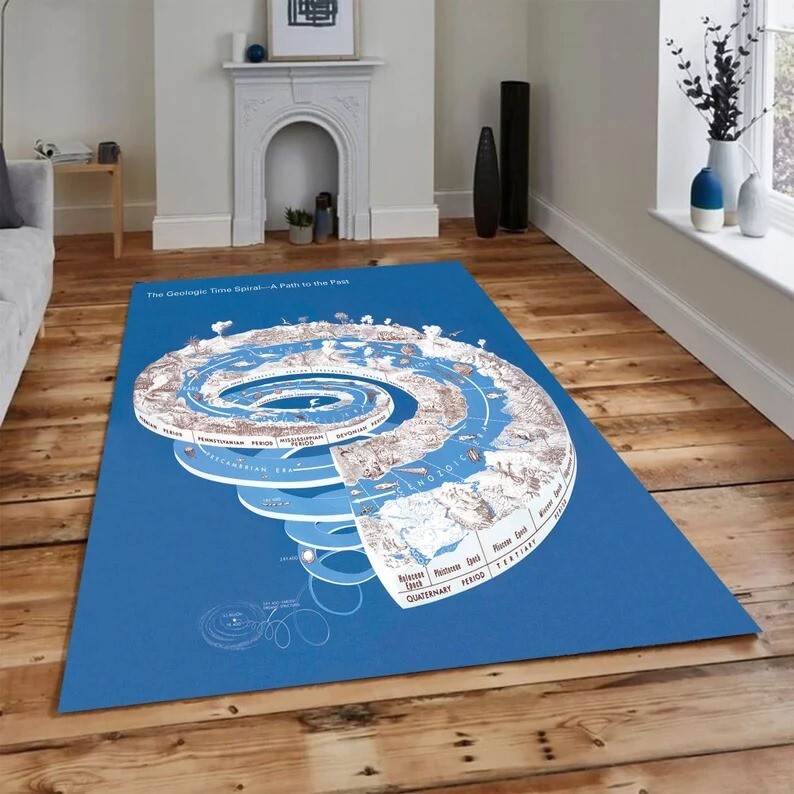 World Map Rug,The Geologic Time Spiral-A Path to the Past,Learning Rug,Gift